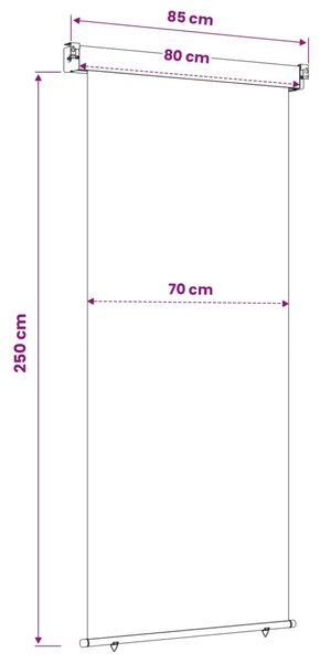 Erkély oldalsó napernyő 80 x 250 cm 100% poliészter, vas, acél