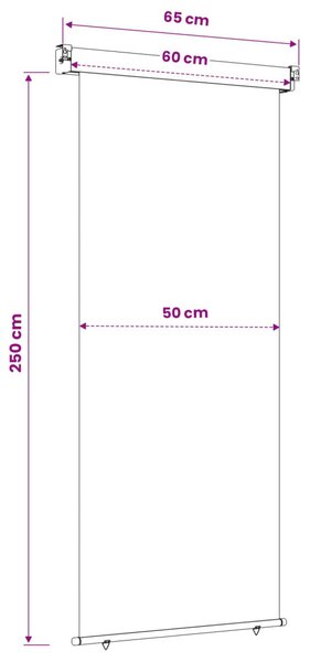 Erkély oldalsó napernyő 60 x 250 cm 100% poliészter, vas, acél