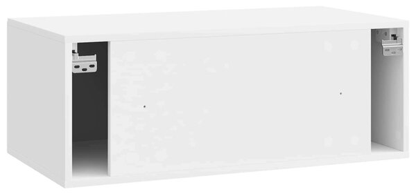 Fali TV szekrény Magasfényű Fehér 78,5 x 41 x 30 cm Szerelt Fa
