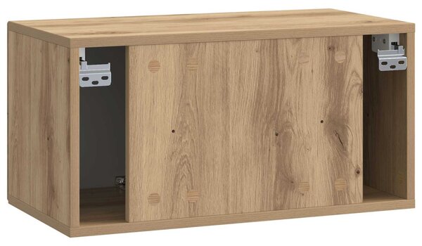 Fali TV szekrény 59,5 x 31 x 30 cm Kézműves Tölgy Szerelt Fa