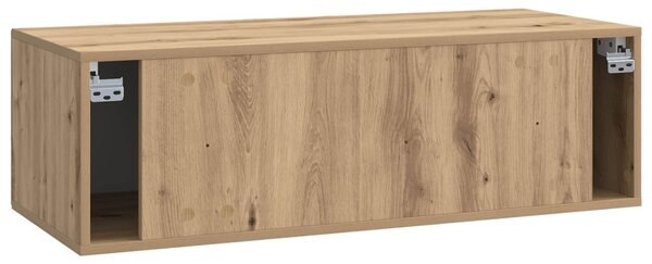Fali TV szekrény 98 x 41 x 30 cm Kézműves Tölgy Szerelt Fa
