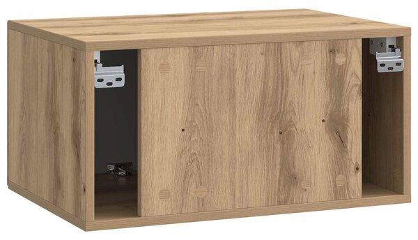 Fali TV szekrény 59,5 x 41 x 30 cm Kézműves Tölgy Szerelt Fa