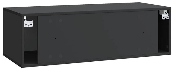 Fali TV szekrény Fekete 98 x 41 x 30 cm Szerelt Fa
