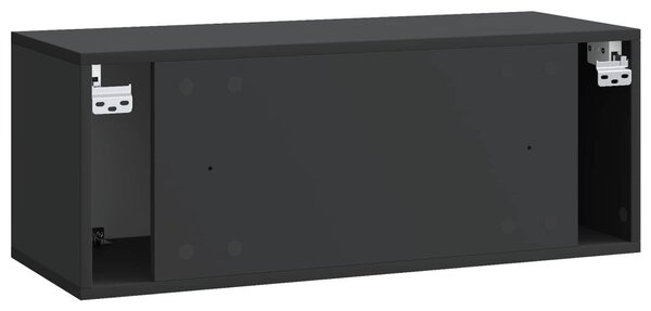 Fali TV szekrény Fekete 78,5 x 31 x 30 cm Szerelt Fa