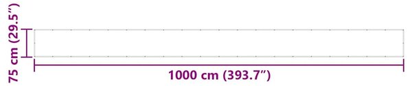 Sárga és fehér csíkos erkélyparaván 75 x 1000 cm