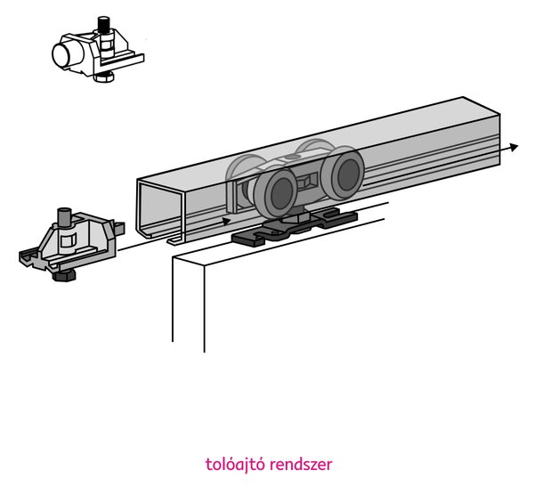 KONDELA Tolóajtó, fehér/fekete/fekete, ZODA 70 1