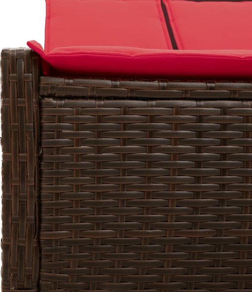 Barna polyrattan kétszemélyes napozóágy párnákkal