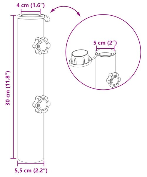 Napernyő Alap Cső 0.6 kg Fekete Vas for 40-50 mm Pole