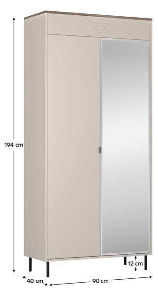 KONDELA Szekrény, kasmír/castello tölgy, EYCO 2D/40
