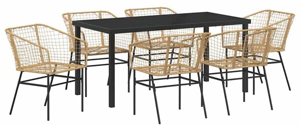 Kert étkező szett 7 pcs Barna polirattan