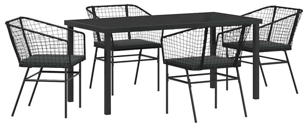 Kert étkező szett 5 pcs Fekete polirattan