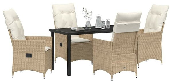 Kert étkező szett párnával 5 pcs Bézs polirattan