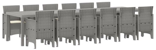Kert étkező szett 13 pcs Világosszürke Polt rattan