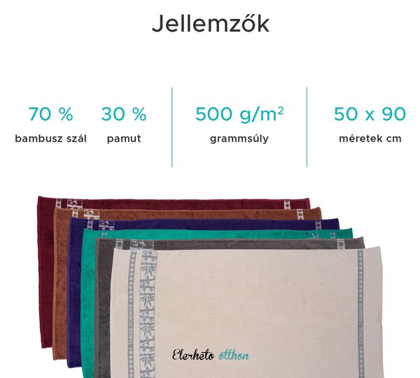 Bambusz törölköző BAMBOO 50x90 cm lila, 70% bambuszszál | 30% pamut