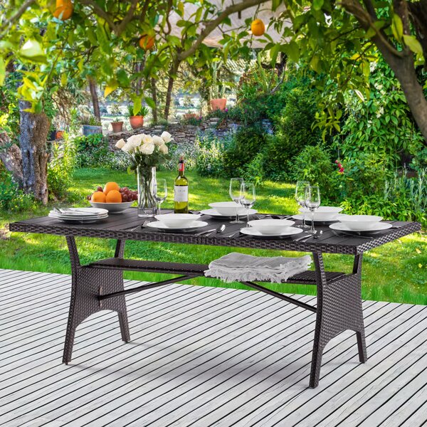Deuba Rattan asztal Takeo 190x90x75 cm - barna