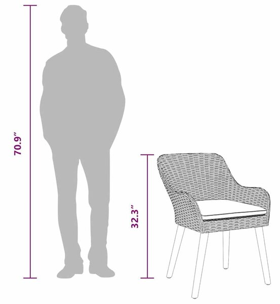 7 részes kerti étkező szett szürke poli rattan