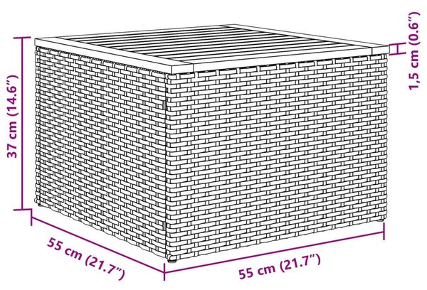9 részes kerti kanapészett párnás bézs poli rattan akáciával