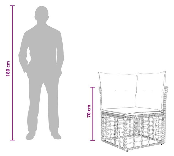 Kültéri kanapé szett párnával 7 pcs Fekete Poliészter