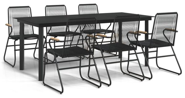 7 részes fekete PVC rattan kerti étkezőgarnitúra