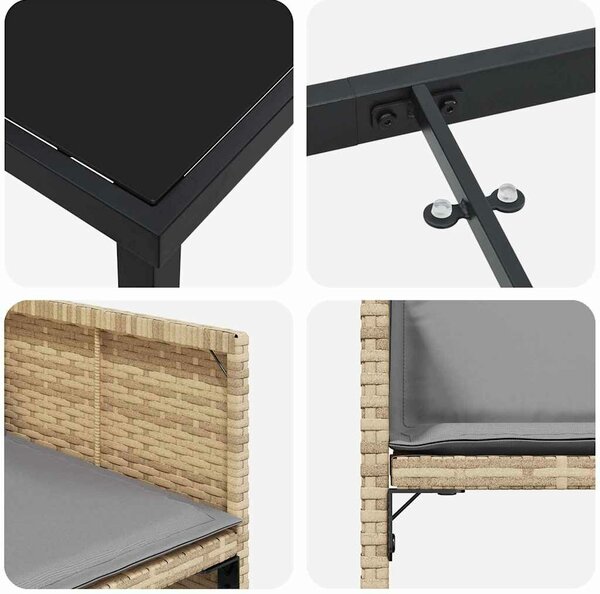 VidaXL Kert étkező szett 5 pcs Bézs polirattan