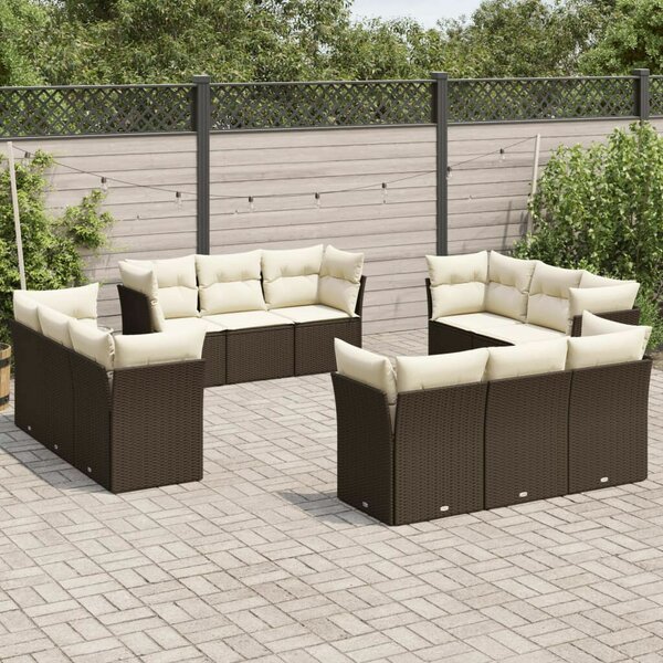 VidaXL Polyrattan Kerti Ülőgarnitúra - 12 részes - Barna