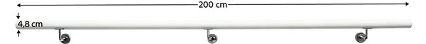 KONDELA Fogantyú/korlát, tömör fa, fehér, 200 cm, MANEL TYP 2