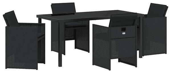 Kert étkező szett párnával 5 pcs Fekete polirattan