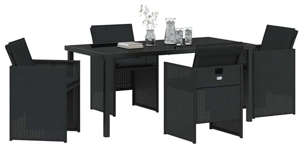 Kert étkező szett párnával 5 pcs Fekete polirattan