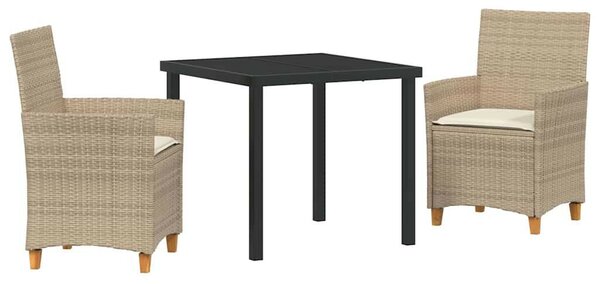 Kert étkező szett 3 pcs Bézs polirattan