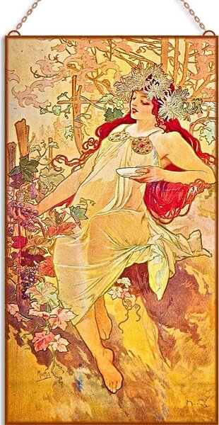 Alfons Mucha - Négy évszak (Garnitúra) üvegkép, falikép