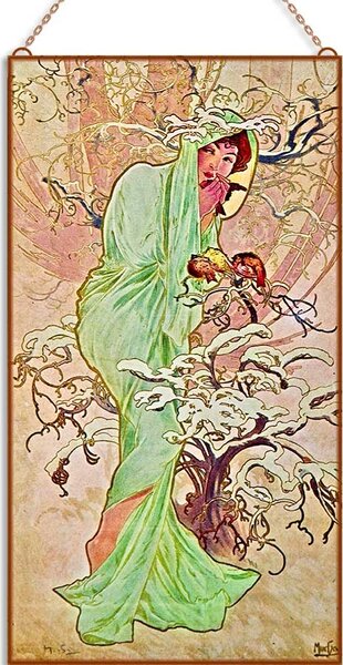 Alfons Mucha - Négy évszak (Garnitúra) üvegkép, falikép