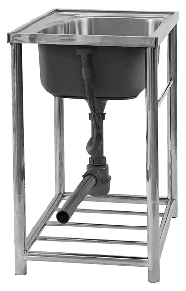 KONDELA Rozsdamentes mosogató szifonnal, 61x46 cm, INOX NEW