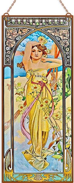 Alfons Mucha - Napszakok (Garnitúra) üvegkép, falikép