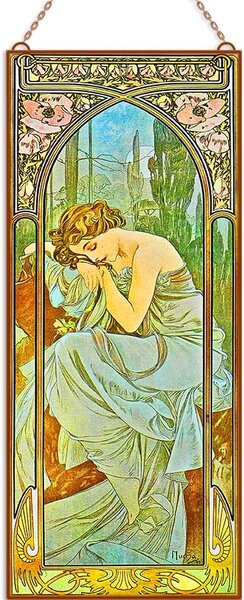 Alfons Mucha - Napszakok (Garnitúra) üvegkép, falikép