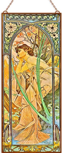 Alfons Mucha - Napszakok (Garnitúra) üvegkép, falikép