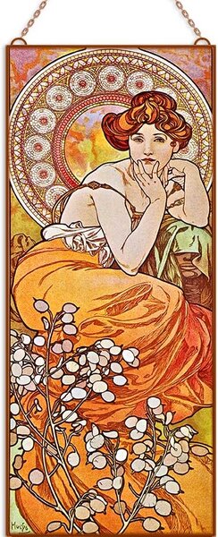 Alfonse Mucha - Ékkövek - Topáz üvegkép, falikép