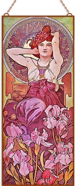 Alfonse Mucha - Ékkövek - Ametiszt üvegkép, falikép