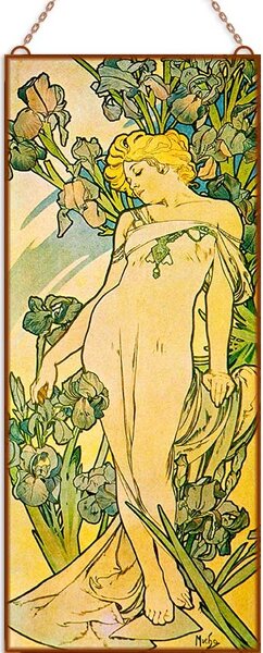 Alfons Mucha - Virágok (Garnitúra) üvegkép, falikép