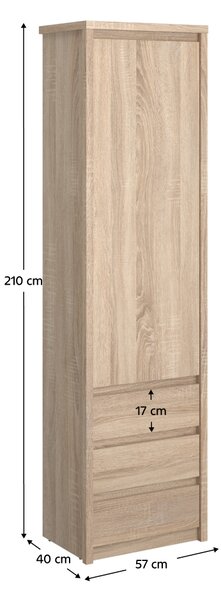 KONDELA Könyvespolc, DTD laminált, tölgy sonoma, NORTY TYP 5