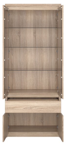 KONDELA Vitrines szekrény, DTD laminált, tölgy sonoma, NORTY TYP 3