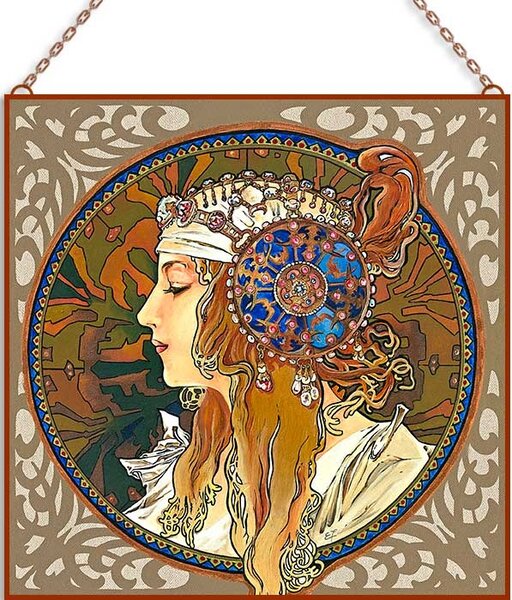 Alfons Mucha - Csodálatos asszonyok (Garnitúra) üvegkép, falikép