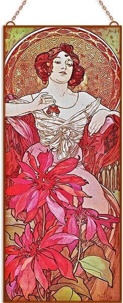 Alfons Mucha - Ékköveg - Rubin üvegkép, falikép