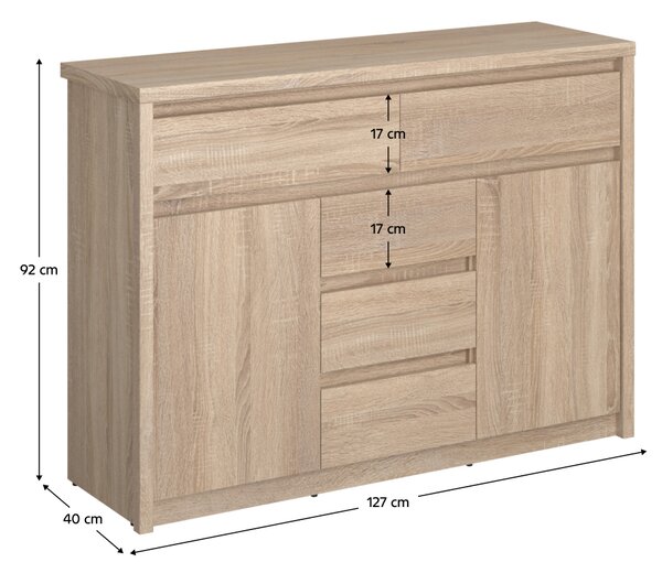 KONDELA Komód, DTD laminált, tölgy sonoma, NORTY TYP 10