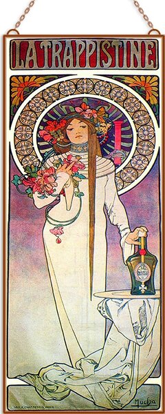 Alphonse Mucha - La Trappistine üvegkép, falikép