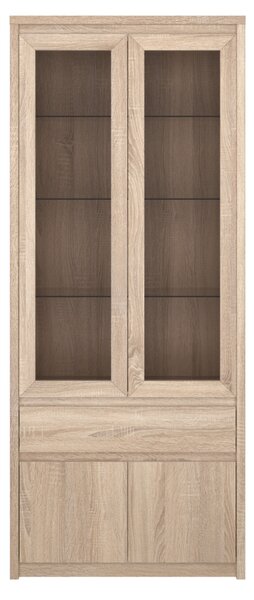 KONDELA Vitrines szekrény, DTD laminált, tölgy sonoma, NORTY TYP 3