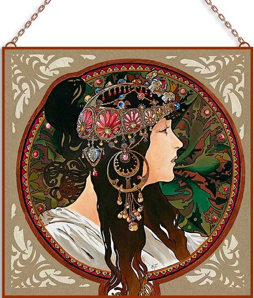 Alfons Mucha - Csodálatos asszonyok (Garnitúra) üvegkép, falikép