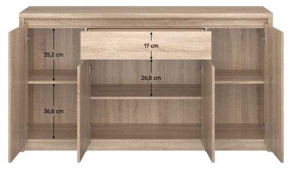 KONDELA Komód, DTD laminált, tölgy sonoma, NORTY TYP 11