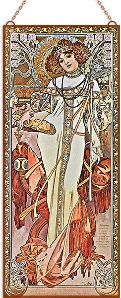 Alfons Mucha - Évszakok (Garnitúra) üvegkép, falikép