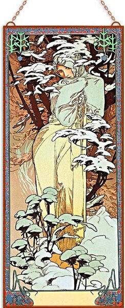 Alfons Mucha - Évszakok (Garnitúra) üvegkép, falikép
