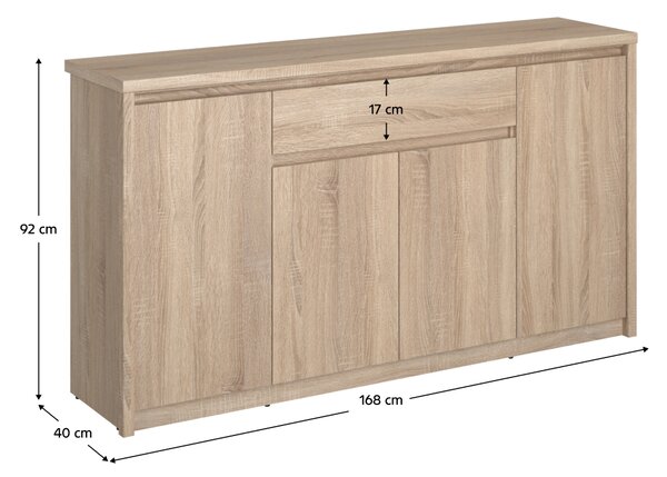KONDELA Komód, DTD laminált, tölgy sonoma, NORTY TYP 11